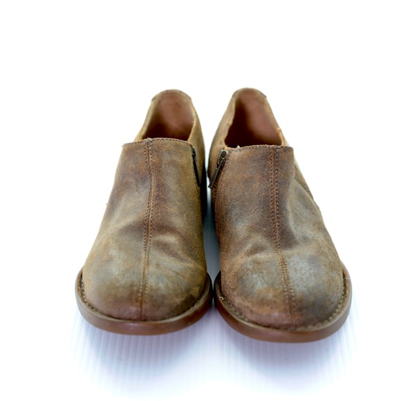 Born Silvie Crusca Brown Wax Suede Leather Slip-On Zip Ankle Booties Womens 8.5 - Picture 2 of 10